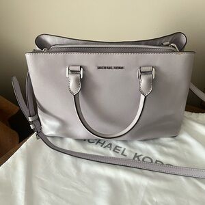 Michael Kors Medium Saffiano Leather Satchel Pearl Grey